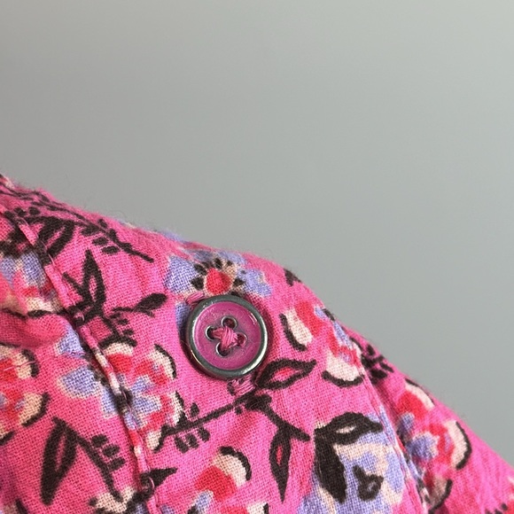 Free People James Smocked Floral Pink Blouse Size Large - Picture 9 of 16